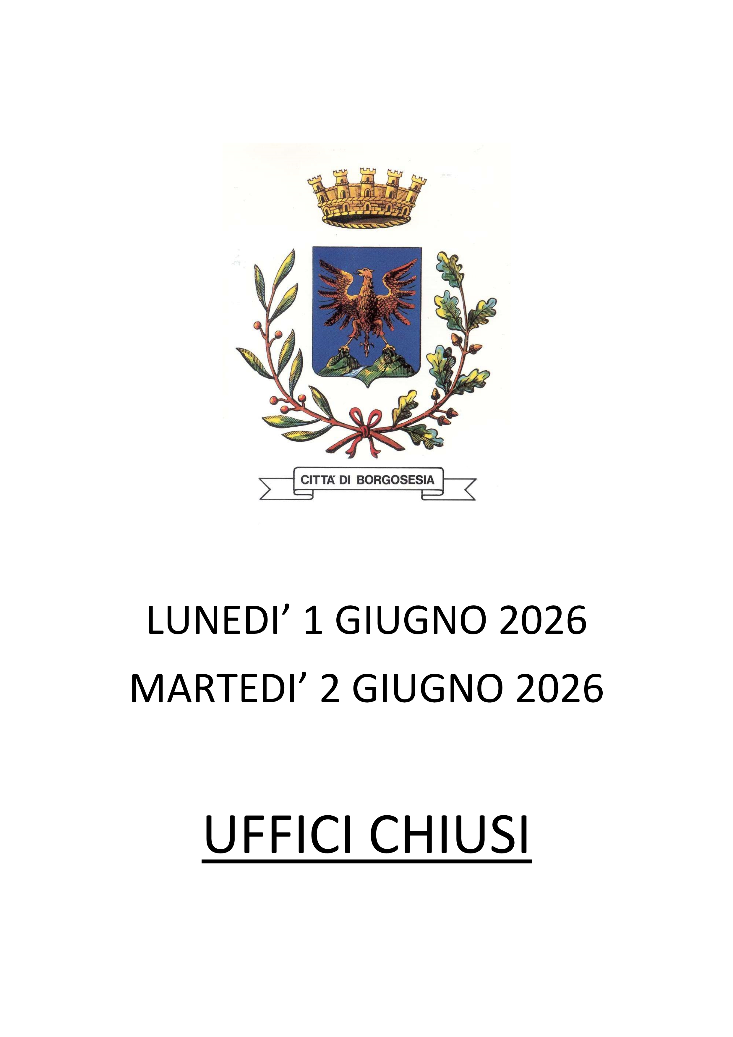 Comunicazione chiusura uffici