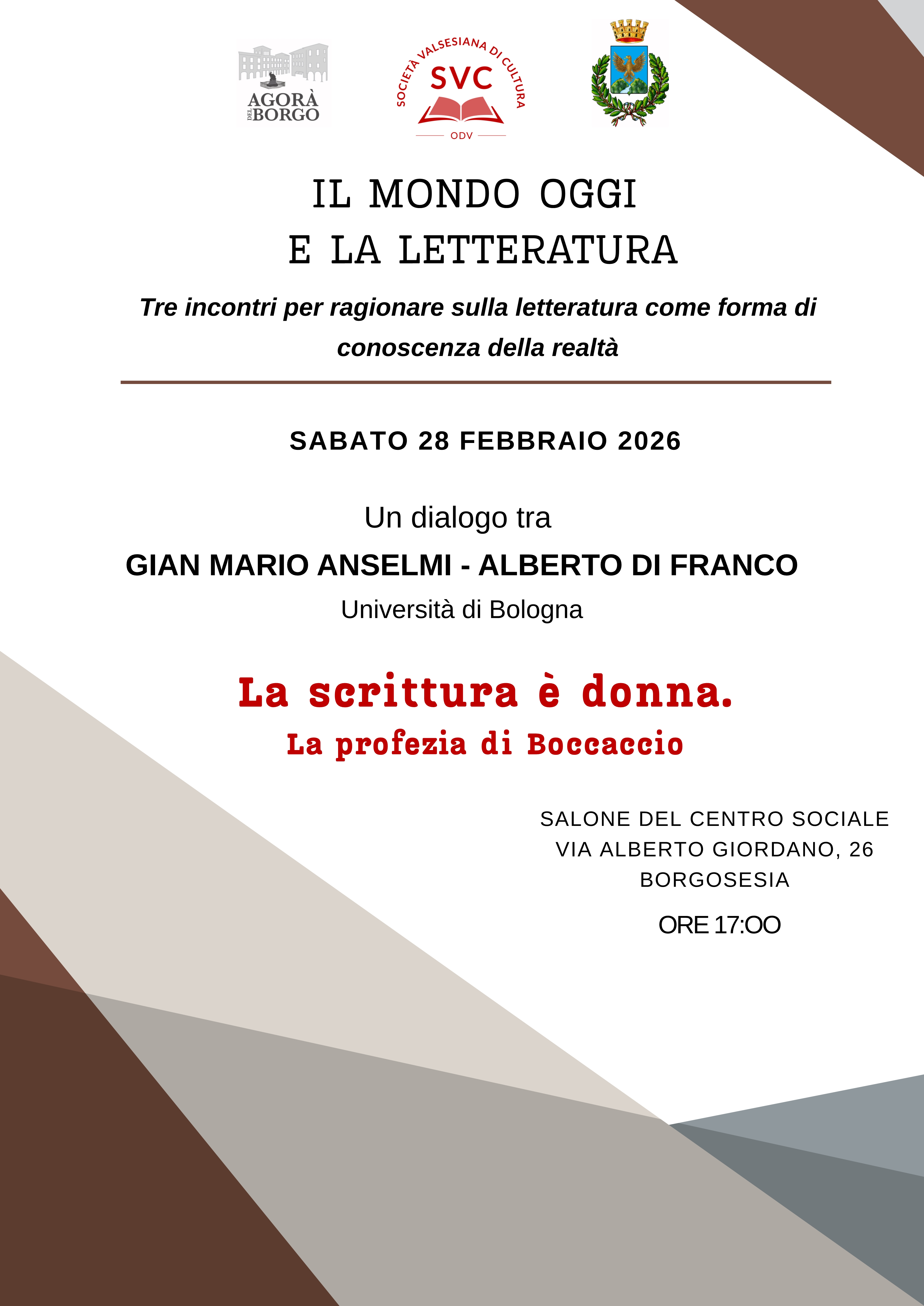 Il mondo oggi e la letteratura "La scrittura è donna, la profezia di Boccaccio"